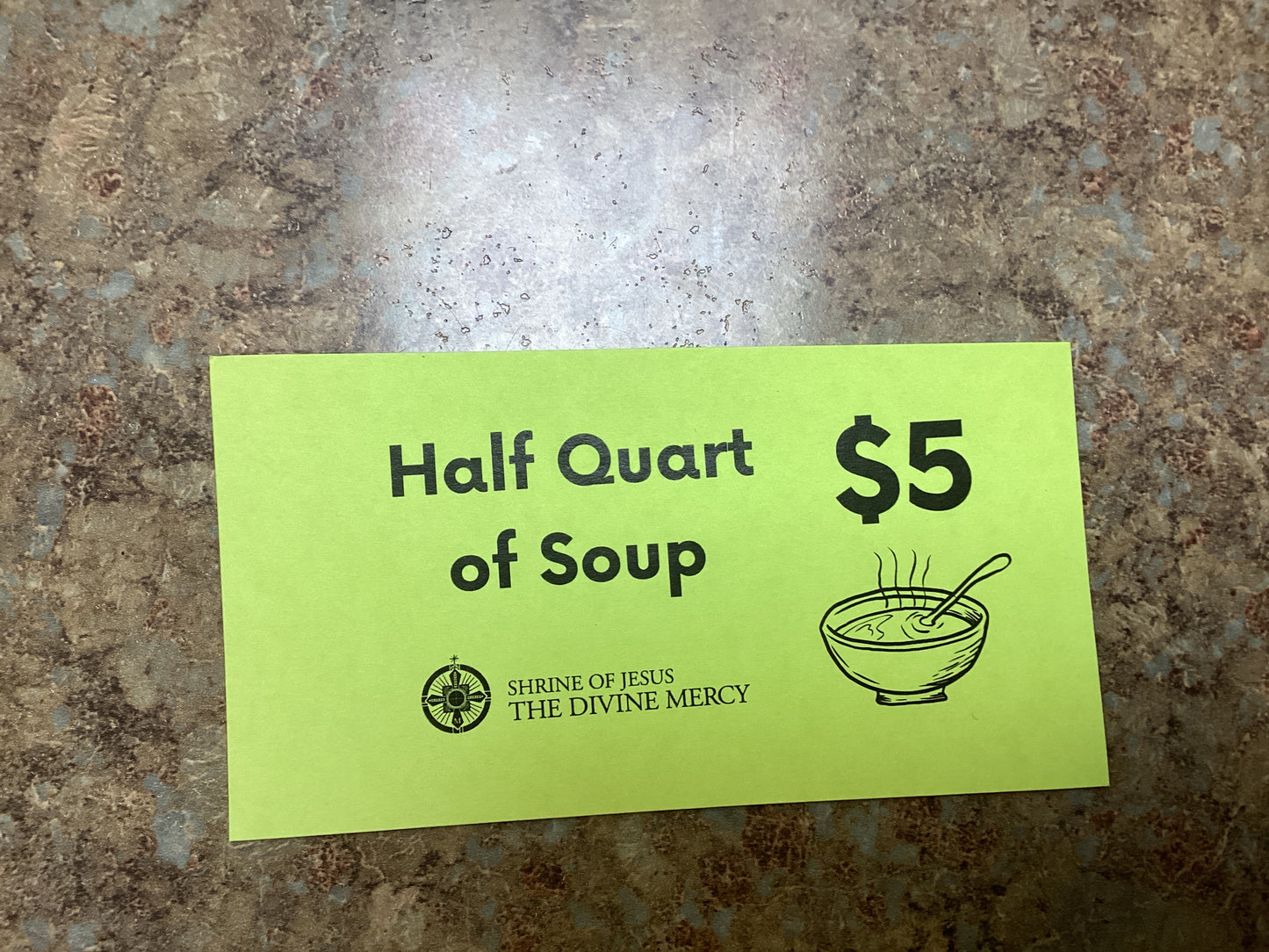 Half quart of soup to go