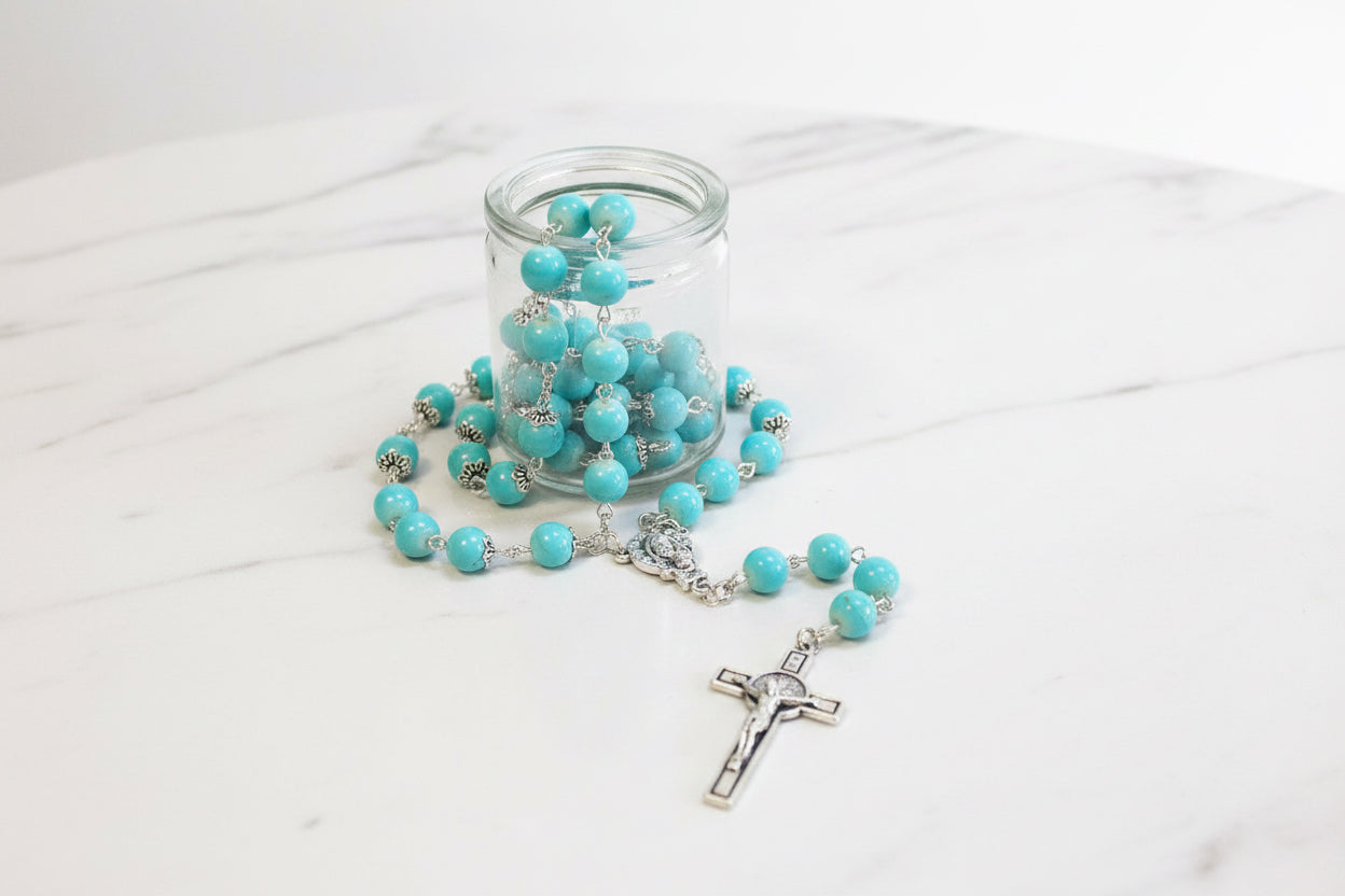 SJMP St. Benedict glass rosary