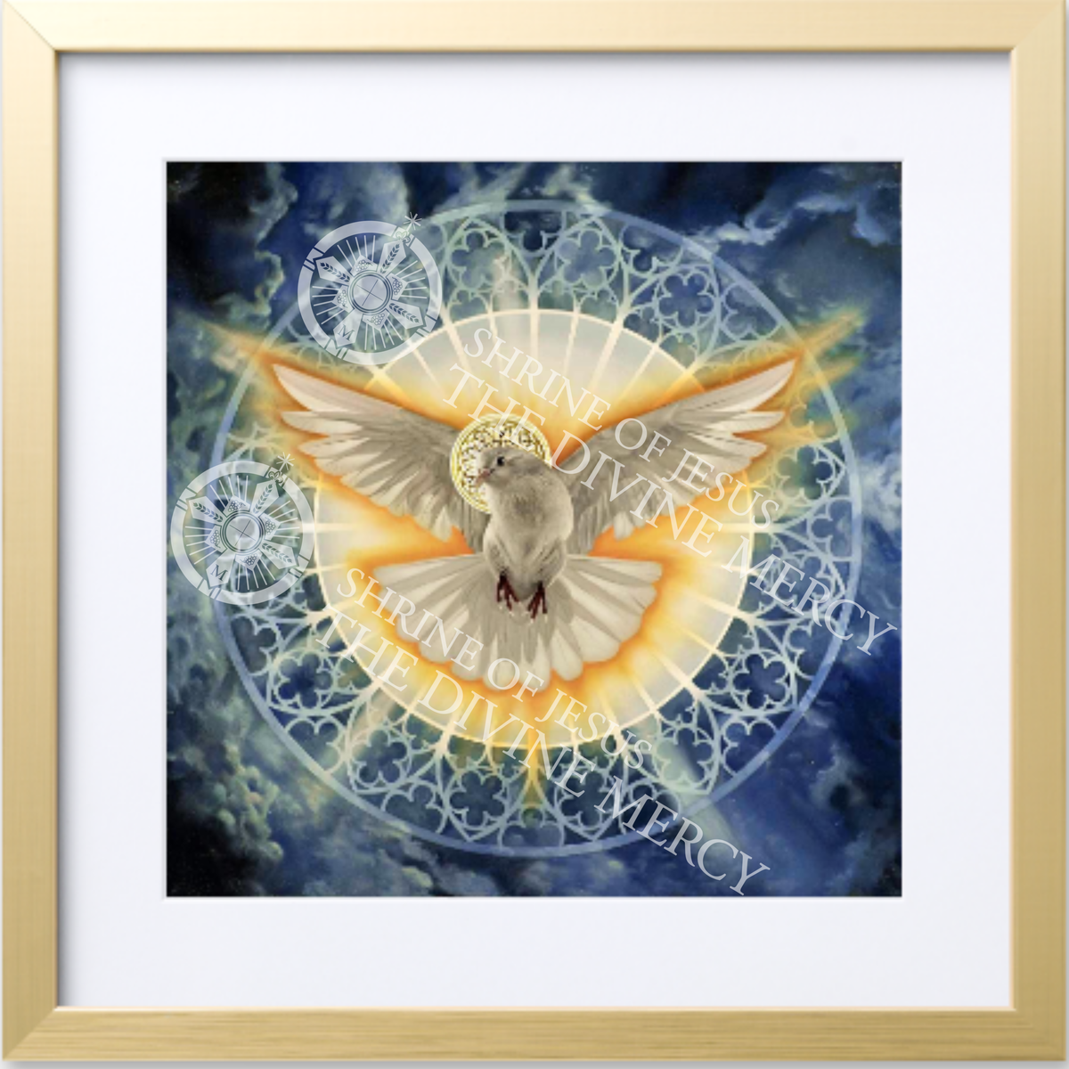 Holy Spirit with Gold Frame 12x12 (17.25x17.25)
