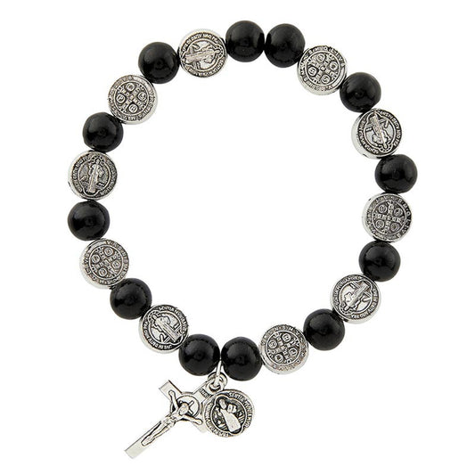 Black St. Benedict Rosary Bracelet