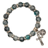 Black Marbled Glass Bead St. Benedict Bracelet