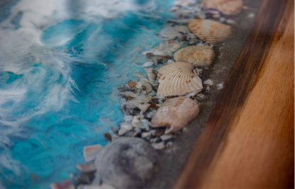 48" by 24" Resin and Wood Coffee Table