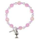 Purple First Communion Frosted Bead Bracelet