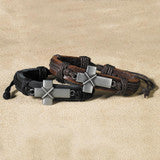 Bold Cross Leather Bracelet Assortment