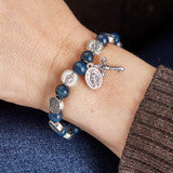 Blue Miraculous Medal Rosary Bracelet - 12/pk