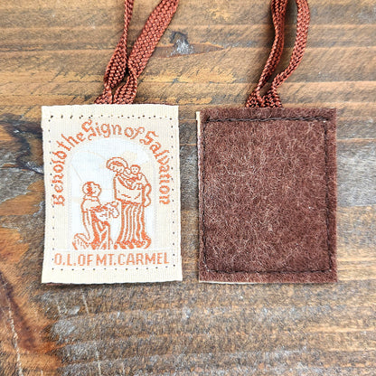 Traditional Brown Scapular-Brown Cord