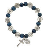 Blue Miraculous Medal Rosary Bracelet - 12/pk