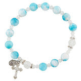 Blue Jade Stone Rosary Bracelet