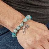 Aqua Marbled Glass Bead Miraculous