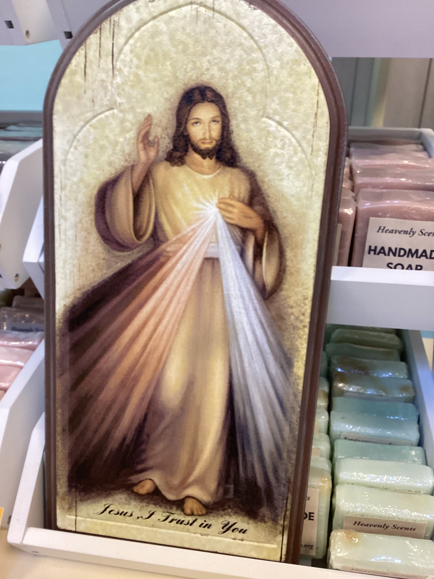 15” MS Divine Mercy Arched plaque