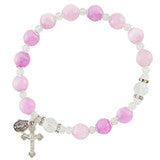 Pink Jade Stone Rosary Bracelet