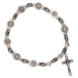 Hematite St. Benedict Medal Bracelet