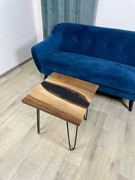 24" by 24" Resin and Wood Coffee Table