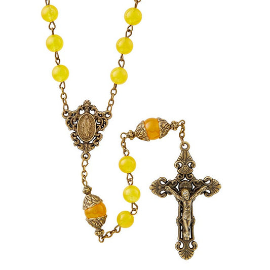 San Gimignano rosary, Lavender/Topaz/Emerald
