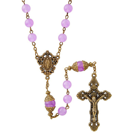 San Gimignano rosary, Lavender/Topaz/Emerald