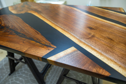 48" by 24" Resin and Wood Coffee Table