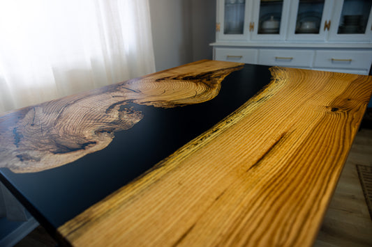 48" by 24" Resin and Wood Coffee Table