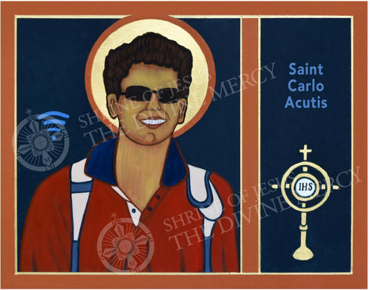 St. Carlo Acutis Icon by Kathleen Crombie 9"x12"